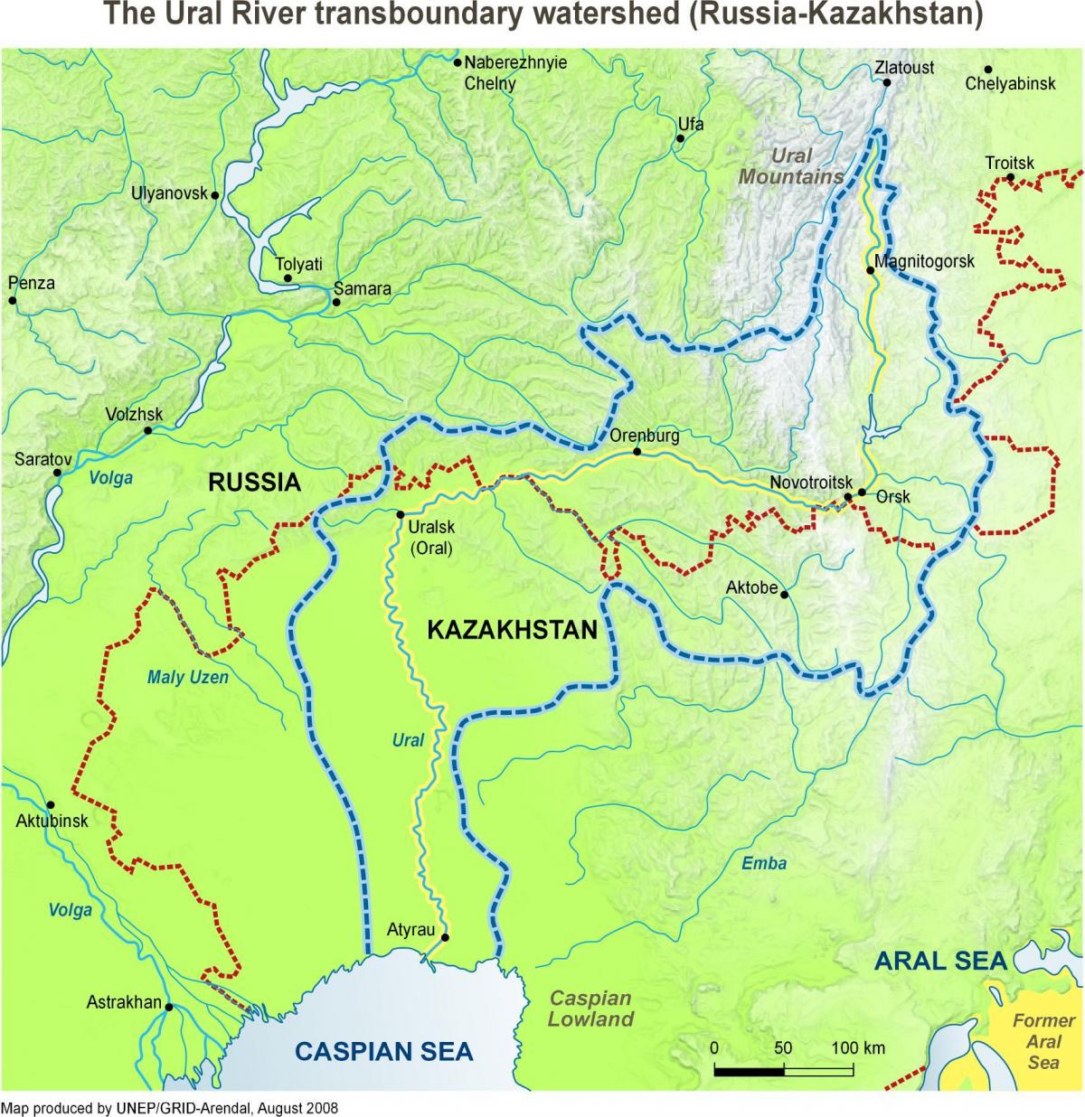 mapa ng Kazakhstan ilog