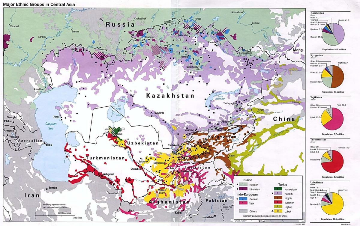 mapa ng Kazakhstan populasyon