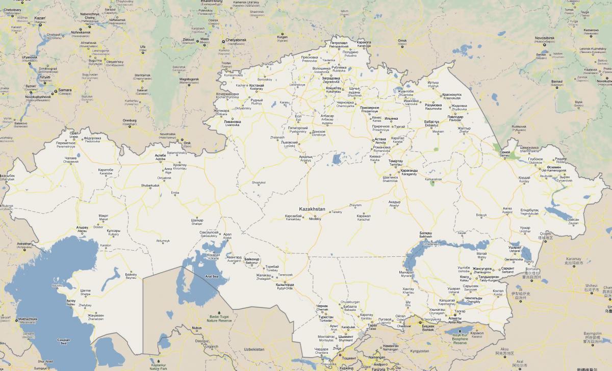 mapa ng Kazakhstan kalsada