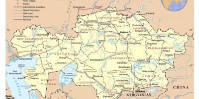 Mapa ng Kazakhstan paliparan
